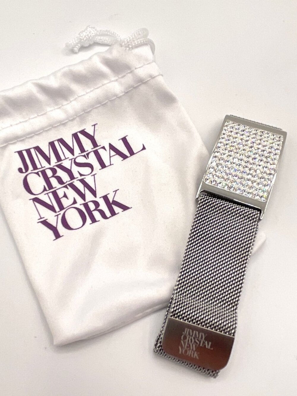 Jimmy Crystal New York "Danna" Stainless Mesh White Shadow Crystal Bracelet